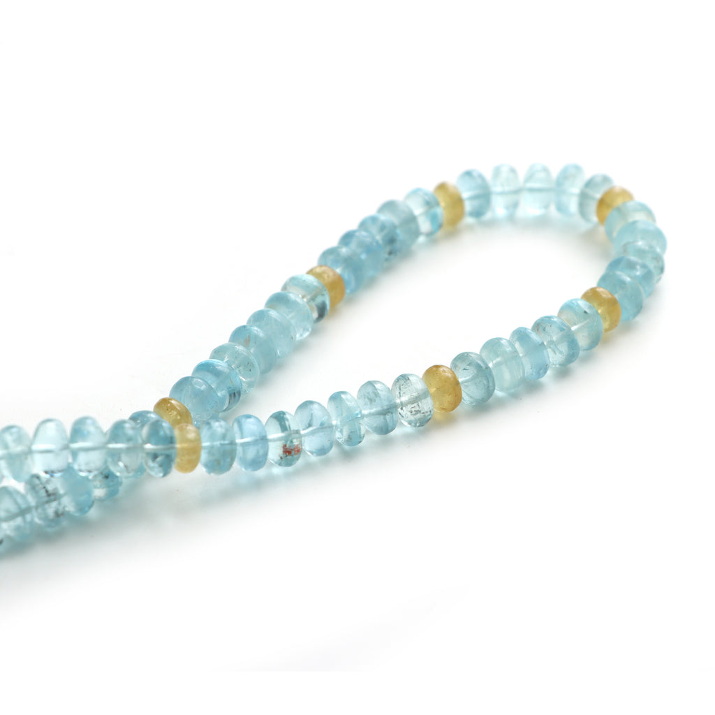 Multi Aquamarine Smooth Rondelle Beads