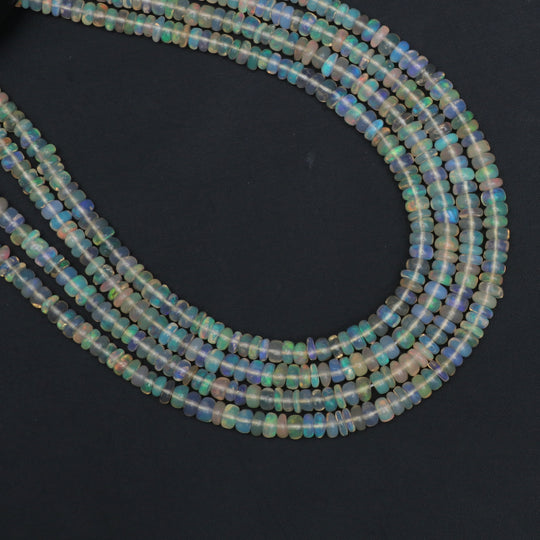 Ethiopian Opal Smooth Rondelle Beads, 2.5 mm to 3.5 mm, Opal Jewelry Making Beads, 16 Inch Full Strand, Price Per Strand