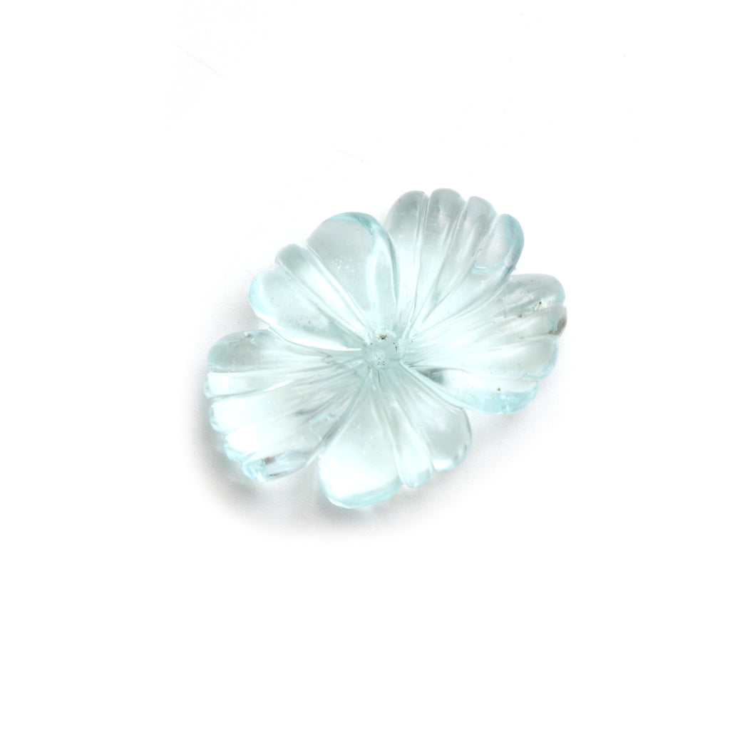 Natural Aquamarine Flower Carving Loose Gemstone, 20x30 mm, Aquamarine Jewelry Handmade Gift for Women, 1 Piece - National Facets, Gemstone Manufacturer, Natural Gemstones, Gemstone Beads