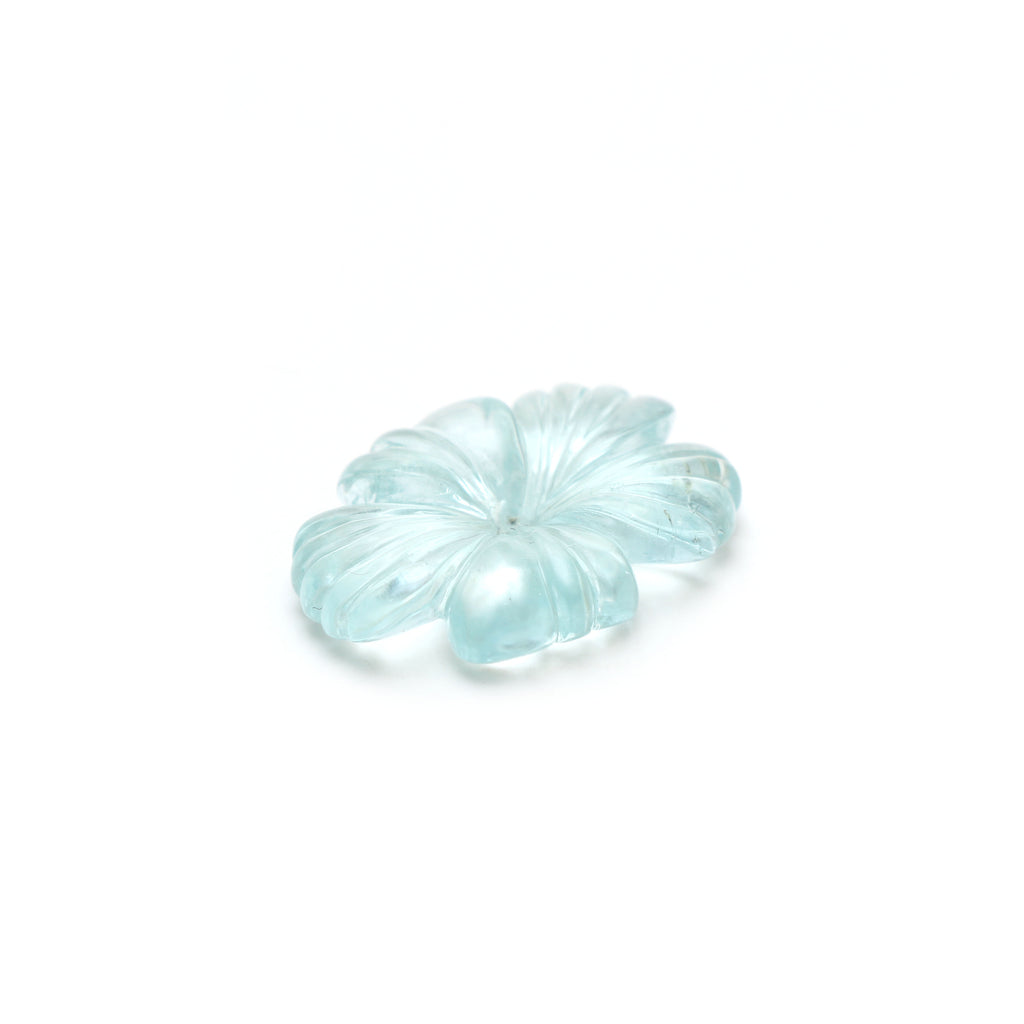 Natural Aquamarine Flower Carving Loose Gemstone, 20x30 mm, Aquamarine Jewelry Handmade Gift for Women, 1 Piece - National Facets, Gemstone Manufacturer, Natural Gemstones, Gemstone Beads