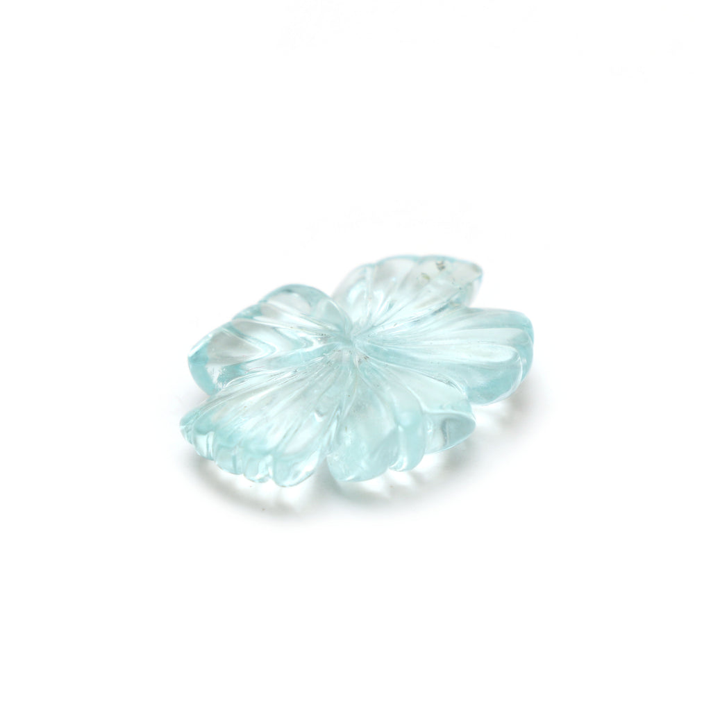 Natural Aquamarine Flower Carving Loose Gemstone, 20x30 mm, Aquamarine Jewelry Handmade Gift for Women, 1 Piece - National Facets, Gemstone Manufacturer, Natural Gemstones, Gemstone Beads