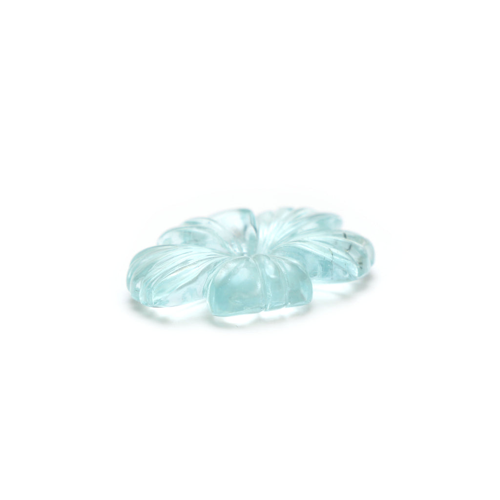 Natural Aquamarine Flower Carving Loose Gemstone, 20x30 mm, Aquamarine Jewelry Handmade Gift for Women, 1 Piece - National Facets, Gemstone Manufacturer, Natural Gemstones, Gemstone Beads