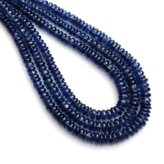 Kyanite Smooth Rondelle Beads, 4 mm to 7.5 mm, Kyanite Jewelry Making Beads, 18 Inches Full Strand, Price Per Strand