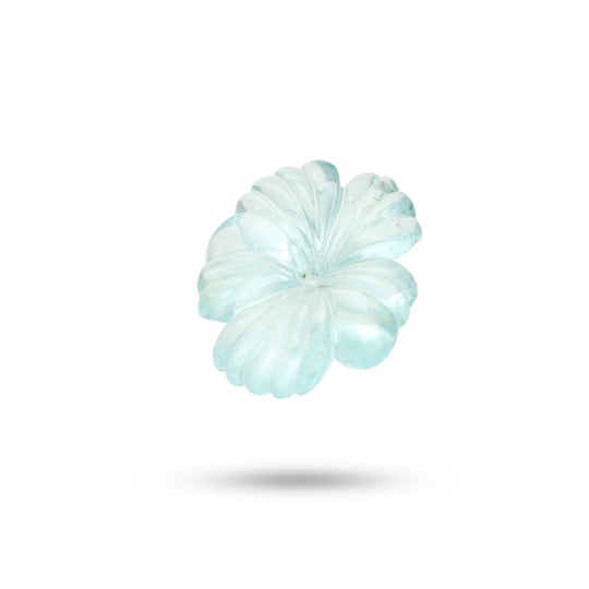 Natural Aquamarine Flower Carving Loose Gemstone, 20x30 mm, Aquamarine Jewelry Handmade Gift for Women, 1 Piece