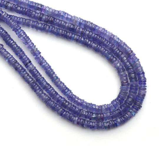 タンザナイト スムース タイヤ ビーズ、4.5 mm、タンザナイト ジュエリー メイキング ビーズ、21 インチ フル ストランド、1 ストランドあたりの価格