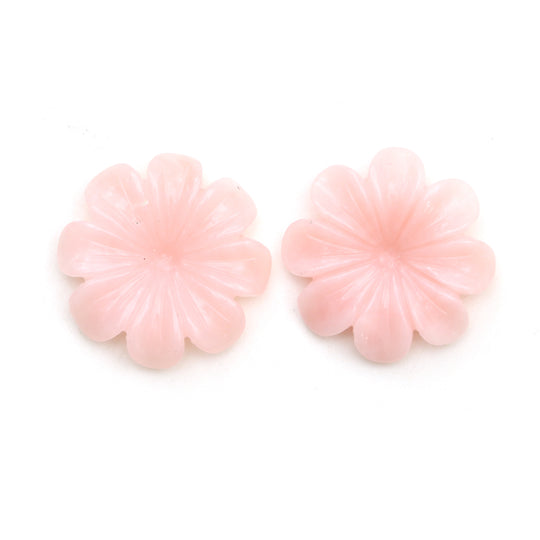 ピンクオパール フラワー カービング ルース ジェムストーン、23x23.5 mm、ピンクオパール ジュエリーメイキング ジェムストーン、ペア (2 個)