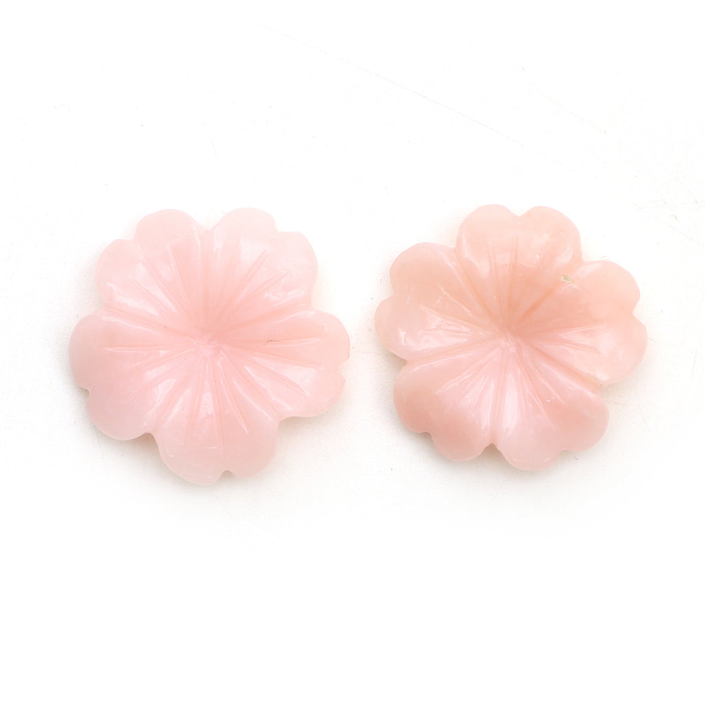 Pink Opal Flower Carving Gemstone 