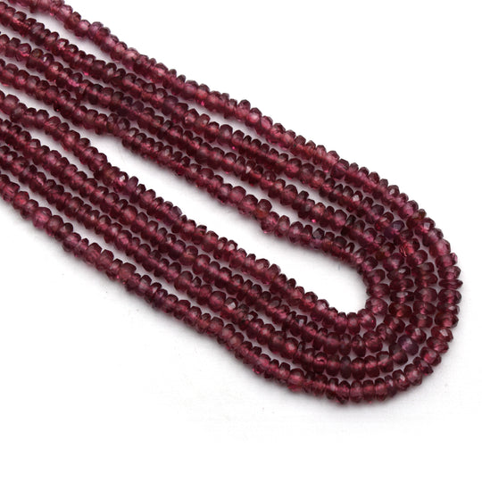 Garnet Faceted Rondelle Beads, 2.5 mm to 3.5 mm, Garnet Jewelry Making Beads, 18 Inches Full Strand, Price Per Strand