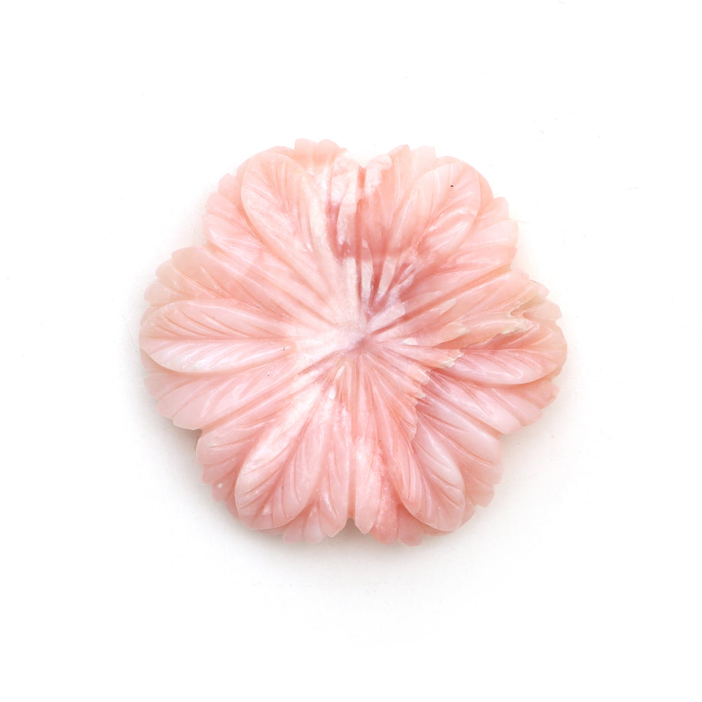 Pink Opal Flower Carving Gemstone 