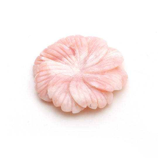 ピンクオパールフラワー彫刻ルースジェムストーン、43x43.5 mm、ピンクオパールジュエリーメイキングジェムストーン、1個