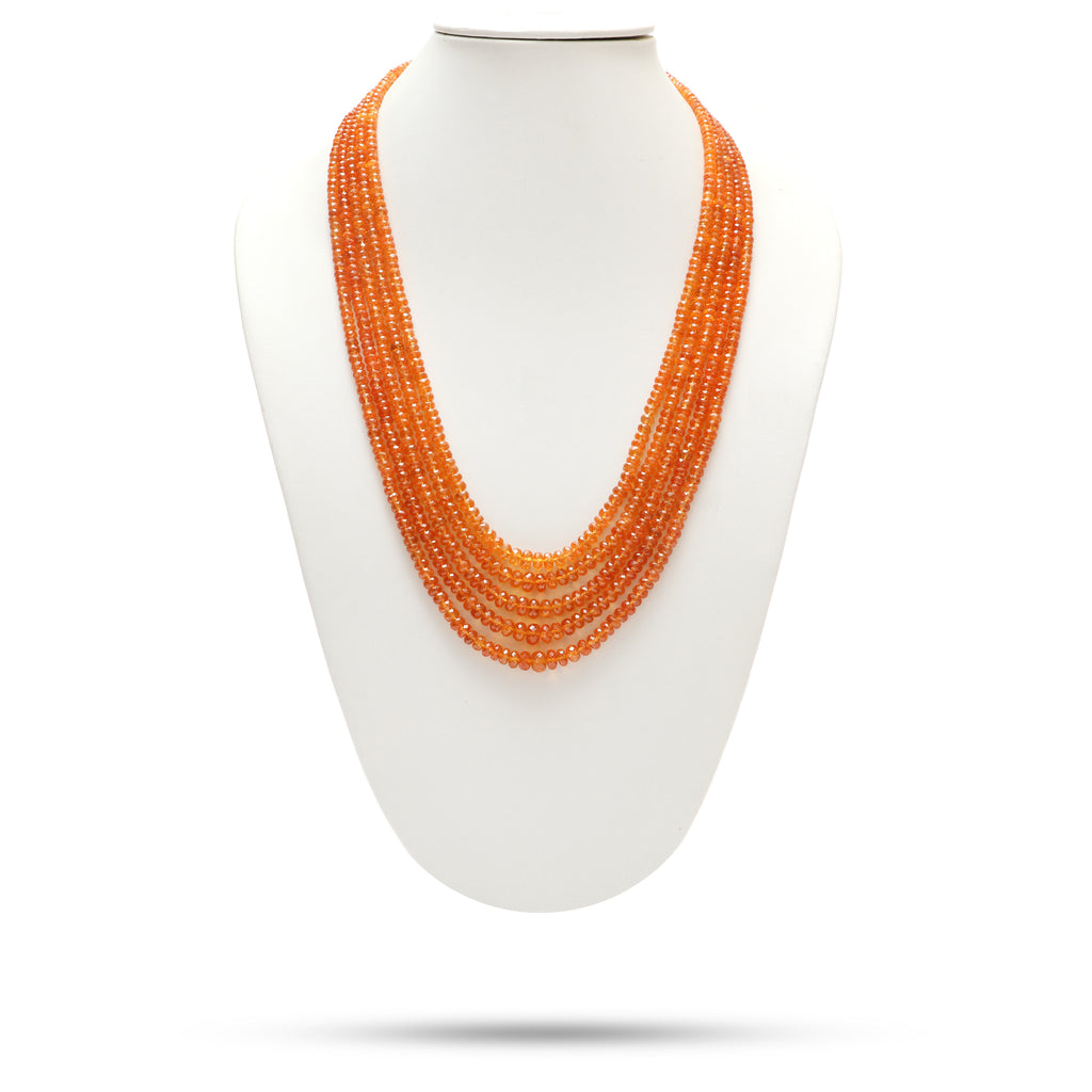Spessartite Faceted Roundel Beaded Necklace, 4 mm to 8 mm, Spessartite Rondelle, Inner 19 Inches to Outer 23 Inches, Price Per Necklace - National Facets, Gemstone Manufacturer, Natural Gemstones, Gemstone Beads, Gemstone Carvings