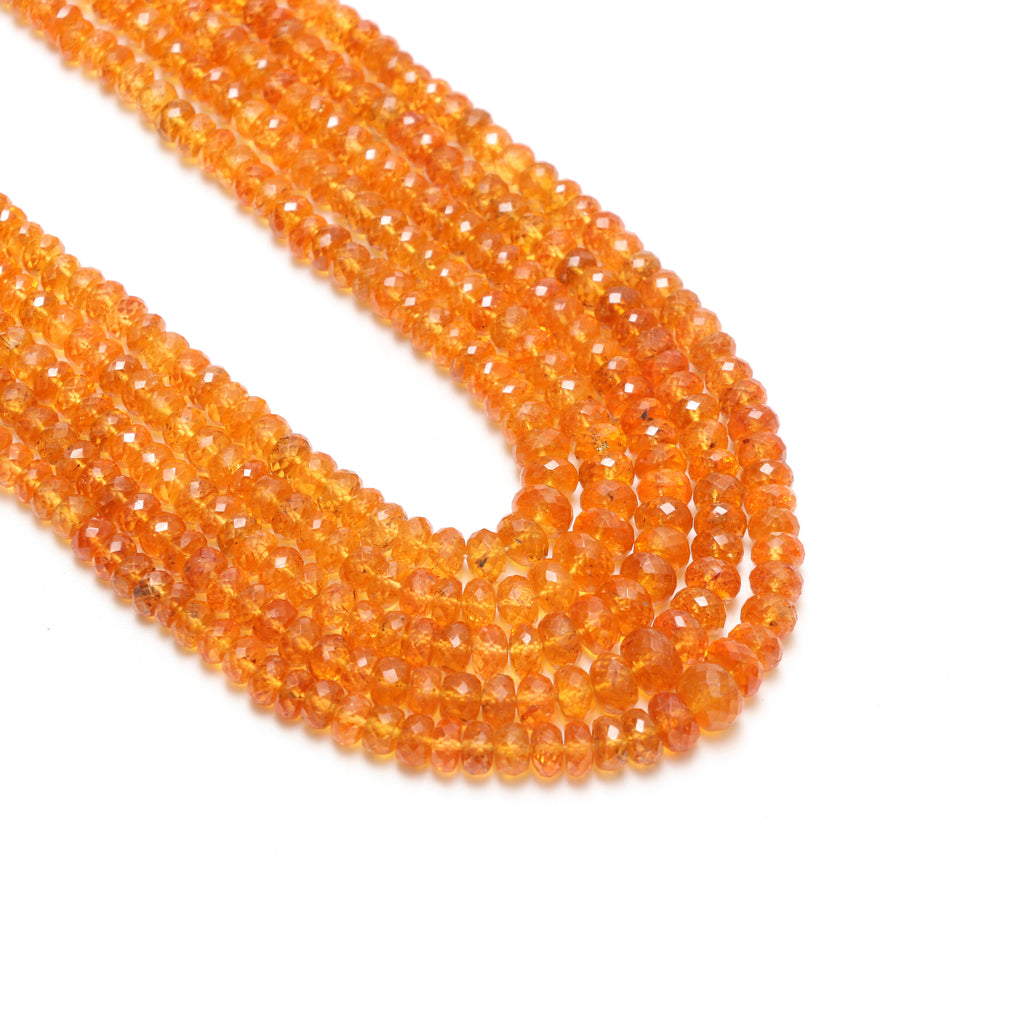 Spessartite Faceted Roundel Beaded Necklace, 4 mm to 8 mm, Spessartite Rondelle, Inner 19 Inches to Outer 23 Inches, Price Per Necklace - National Facets, Gemstone Manufacturer, Natural Gemstones, Gemstone Beads, Gemstone Carvings