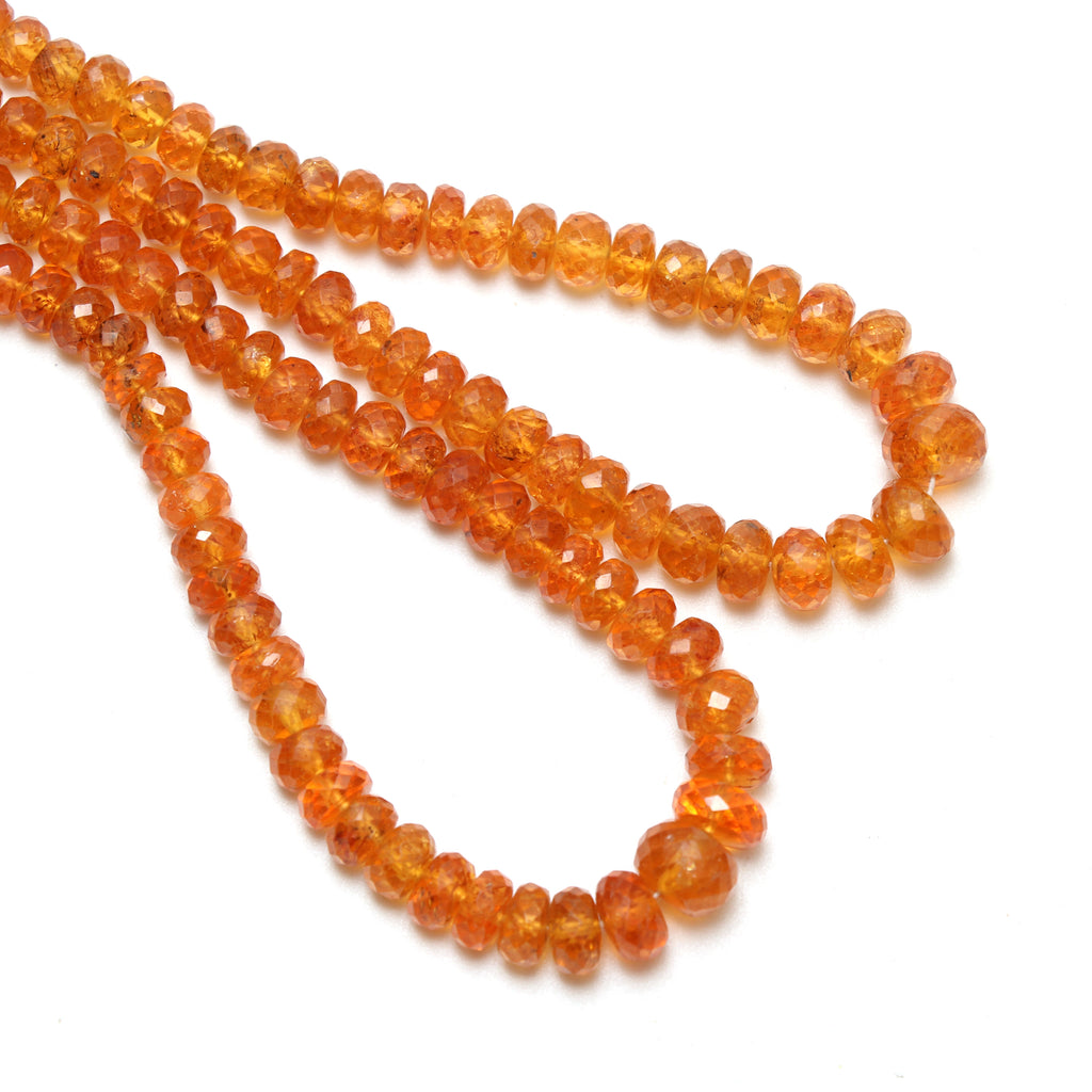 Spessartite Faceted Roundel Beaded Necklace, 4 mm to 8 mm, Spessartite Rondelle, Inner 19 Inches to Outer 23 Inches, Price Per Necklace - National Facets, Gemstone Manufacturer, Natural Gemstones, Gemstone Beads, Gemstone Carvings