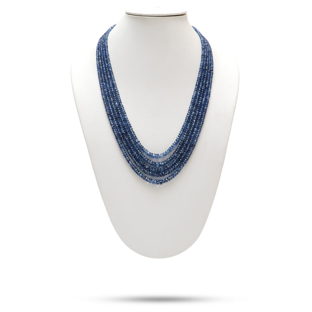 Natural Kyanite Faceted Roundel Beaded Necklace, 3 mm to 6.5 mm, Opal Rondelle, Inner 20 Inches to Outer 22 Inches, Price Per Necklace - National Facets, Gemstone Manufacturer, Natural Gemstones, Gemstone Beads, Gemstone Carvings