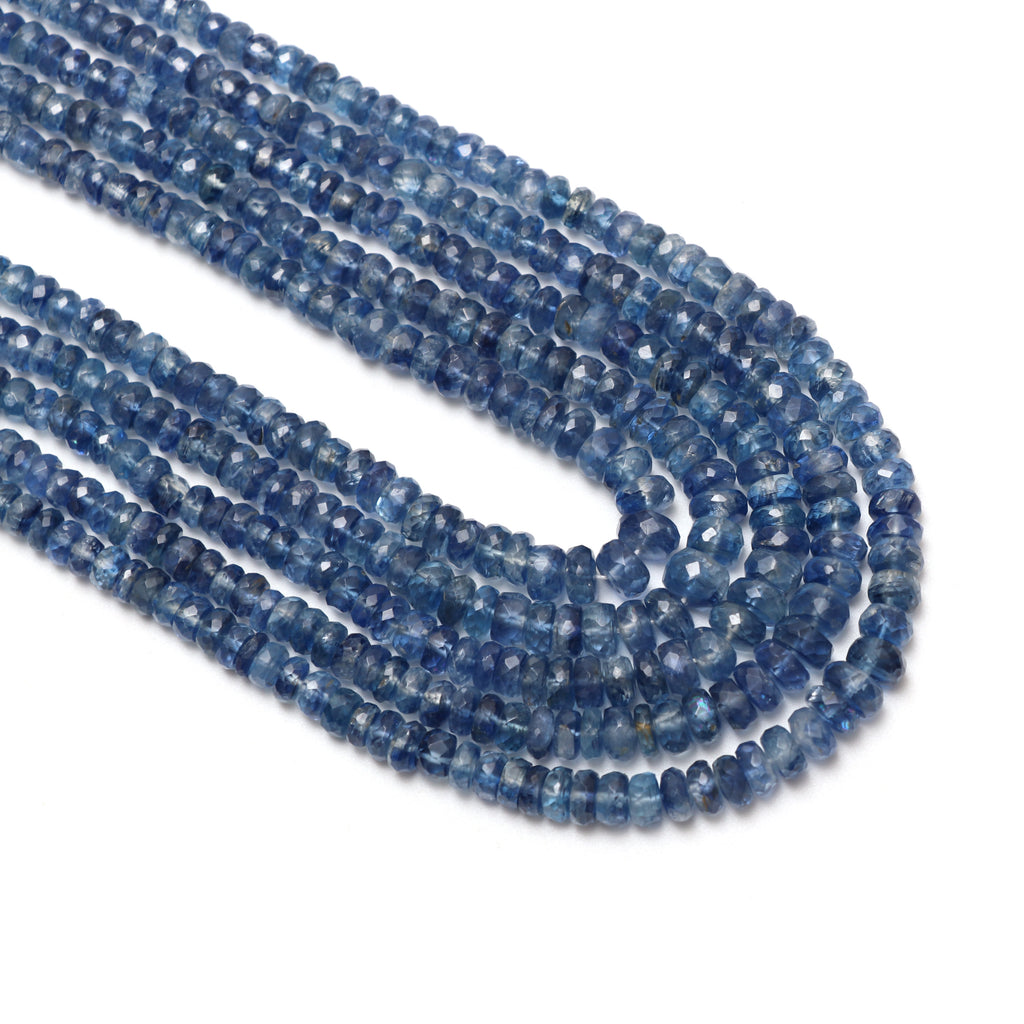 Natural Kyanite Faceted Roundel Beaded Necklace, 3 mm to 6.5 mm, Opal Rondelle, Inner 20 Inches to Outer 22 Inches, Price Per Necklace - National Facets, Gemstone Manufacturer, Natural Gemstones, Gemstone Beads, Gemstone Carvings