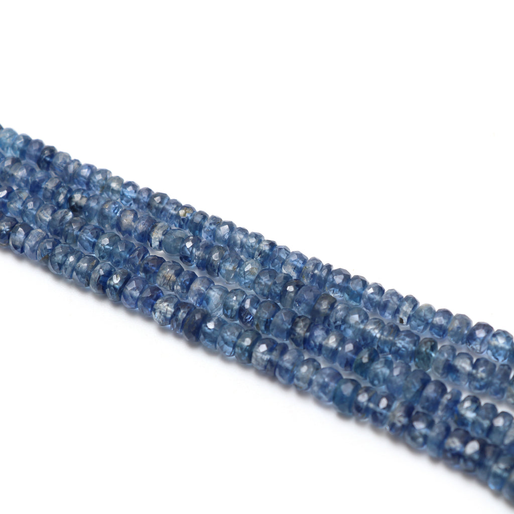 Natural Kyanite Faceted Roundel Beaded Necklace, 3 mm to 6.5 mm, Opal Rondelle, Inner 20 Inches to Outer 22 Inches, Price Per Necklace - National Facets, Gemstone Manufacturer, Natural Gemstones, Gemstone Beads, Gemstone Carvings