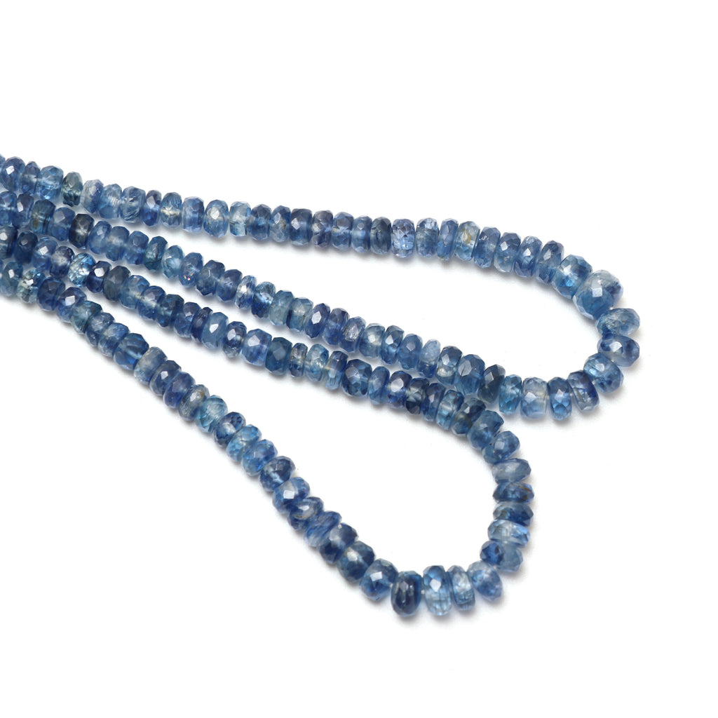 Natural Kyanite Faceted Roundel Beaded Necklace, 3 mm to 6.5 mm, Opal Rondelle, Inner 20 Inches to Outer 22 Inches, Price Per Necklace - National Facets, Gemstone Manufacturer, Natural Gemstones, Gemstone Beads, Gemstone Carvings