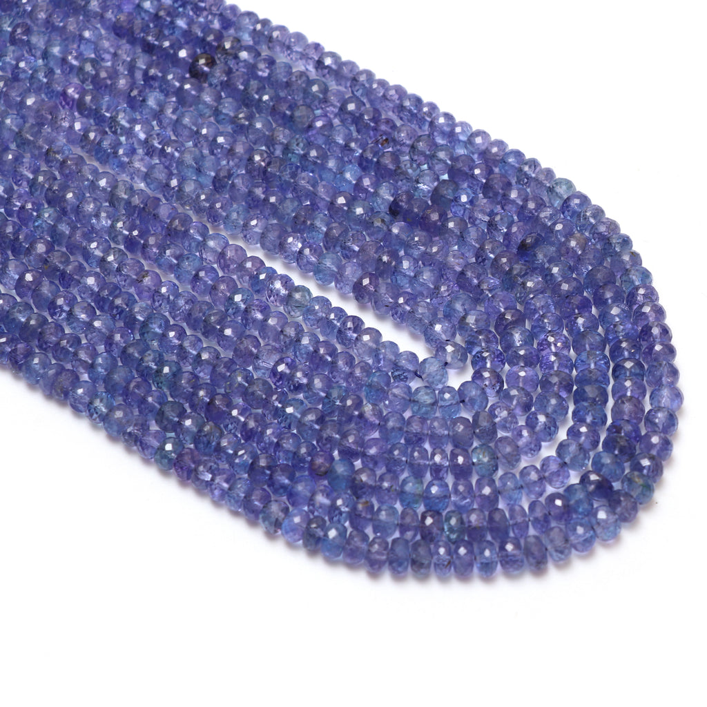 Tanzanite Faceted Roundel Beaded Necklace, 3.5 mm to 5.5 mm, Tanzanite Necklace, Inner 16 Inches to Outer 21 Inches, Price Per Necklace - National Facets, Gemstone Manufacturer, Natural Gemstones, Gemstone Beads, Gemstone Carvings