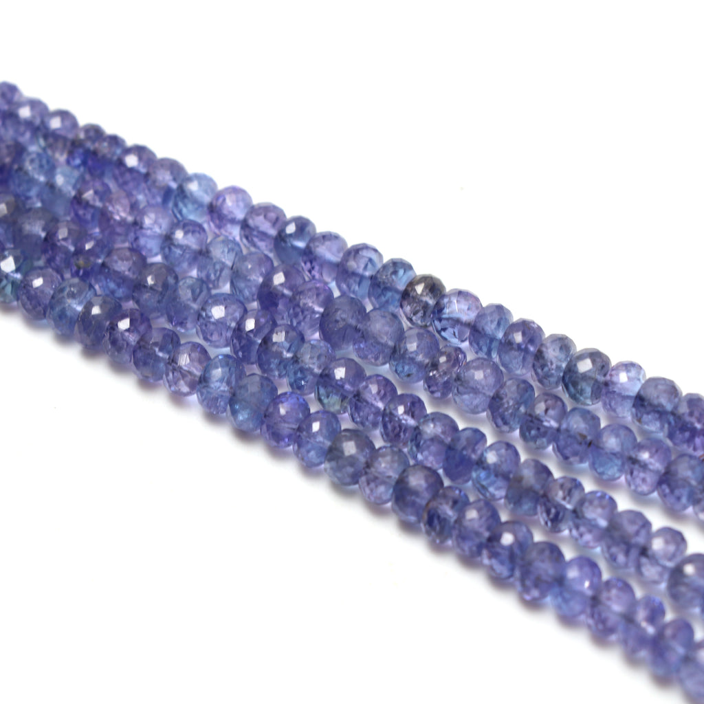 Tanzanite Faceted Roundel Beaded Necklace, 3.5 mm to 5.5 mm, Tanzanite Necklace, Inner 16 Inches to Outer 21 Inches, Price Per Necklace - National Facets, Gemstone Manufacturer, Natural Gemstones, Gemstone Beads, Gemstone Carvings