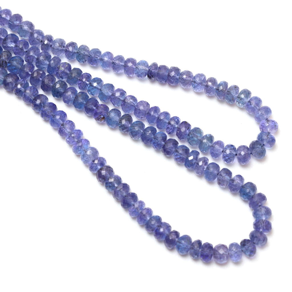 Tanzanite Faceted Roundel Beaded Necklace, 3.5 mm to 5.5 mm, Tanzanite Necklace, Inner 16 Inches to Outer 21 Inches, Price Per Necklace - National Facets, Gemstone Manufacturer, Natural Gemstones, Gemstone Beads, Gemstone Carvings