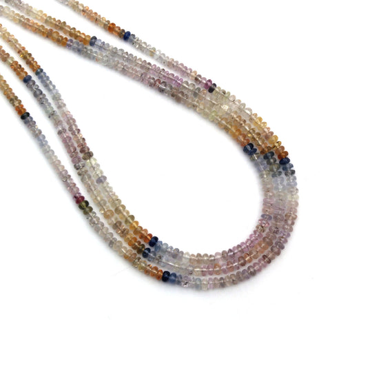 Multi Sapphire Smooth Rondelle Beads, 3.5 mm to 4 mm , Multi Sapphire Jewelry Making Beads, 18 Inches Full Strand, Price Per Strand