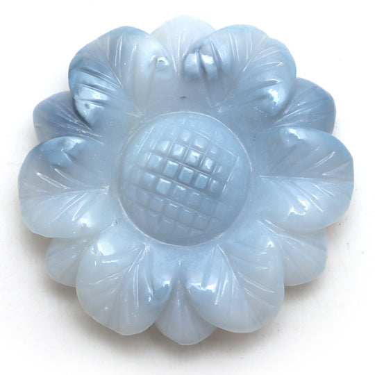 Blue Opal Flower Carving Loose Gemstone, 36x36mm, Blue Opal Jewelry Making Gemstone, 1 Piece