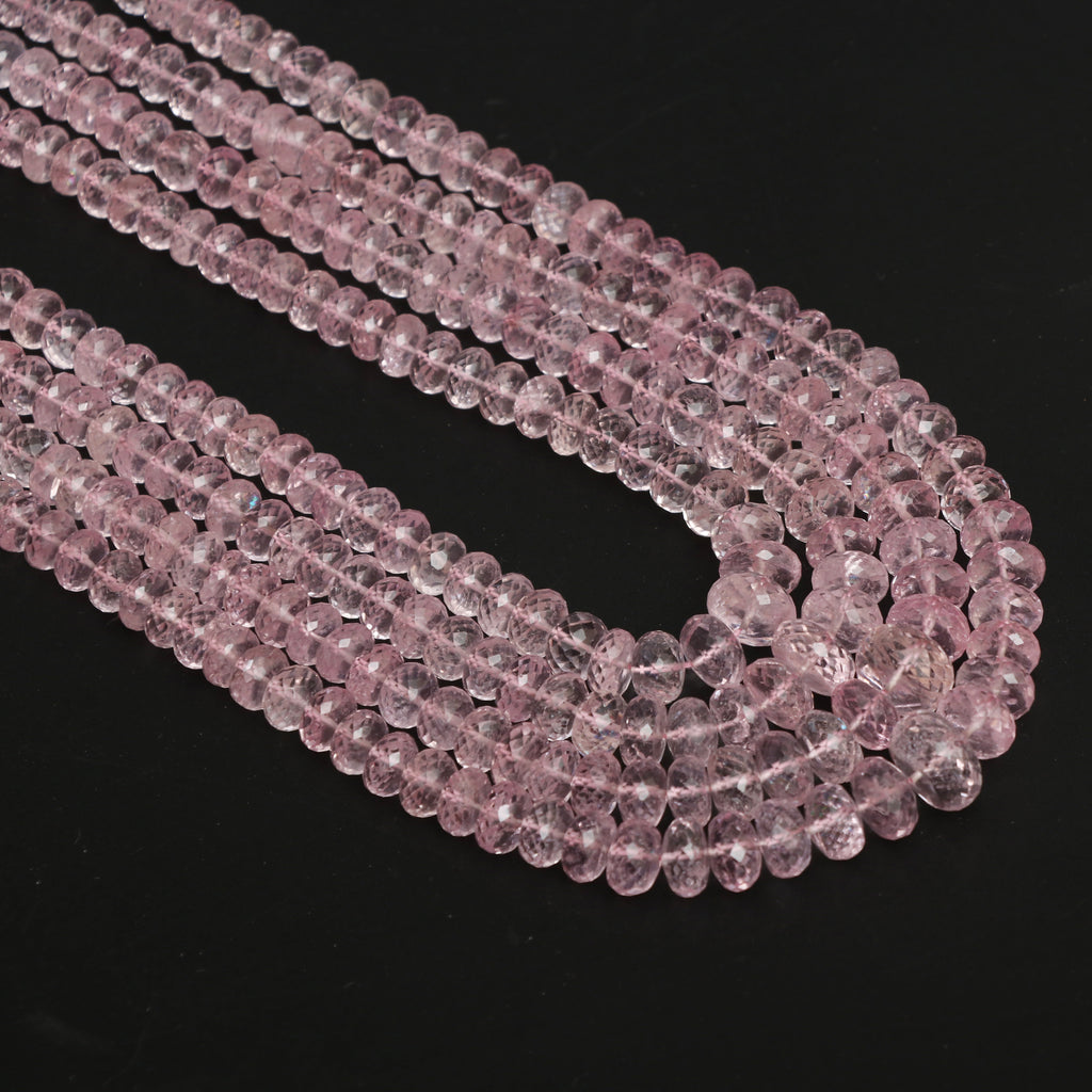 Morganite Faceted Roundel Beaded Necklace, 5 mm to 11.5 mm, Morganite Rondelle, Inner 25 Inches to Outer 28 Inches, Price Per Necklace - National Facets, Gemstone Manufacturer, Natural Gemstones, Gemstone Beads, Gemstone Carvings