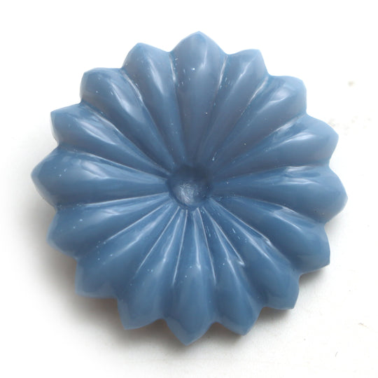 Blue Opal Flower Carving Loose Gemstone, 27x27mm, Blue Opal Jewelry Making Gemstone, 1 Piece
