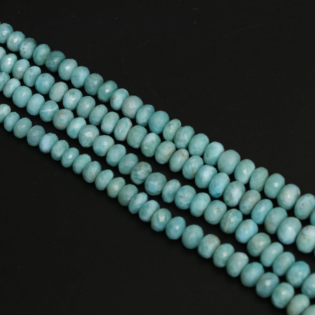 Natural Larimar Faceted Roundel Beaded Necklace, 5 mm to 13 mm, Larimar Necklace, Inner 17 Inches to Outer 24 Inches, Price Per Necklace - National Facets, Gemstone Manufacturer, Natural Gemstones, Gemstone Beads, Gemstone Carvings