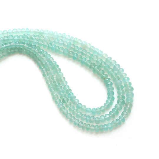 Aqua Chalcedony Faceted Rondelle Beads, 4 mm To 6 mm, Aqua Chalcedony Jewelry, 18 Inches Full Strand, Price Per Strand