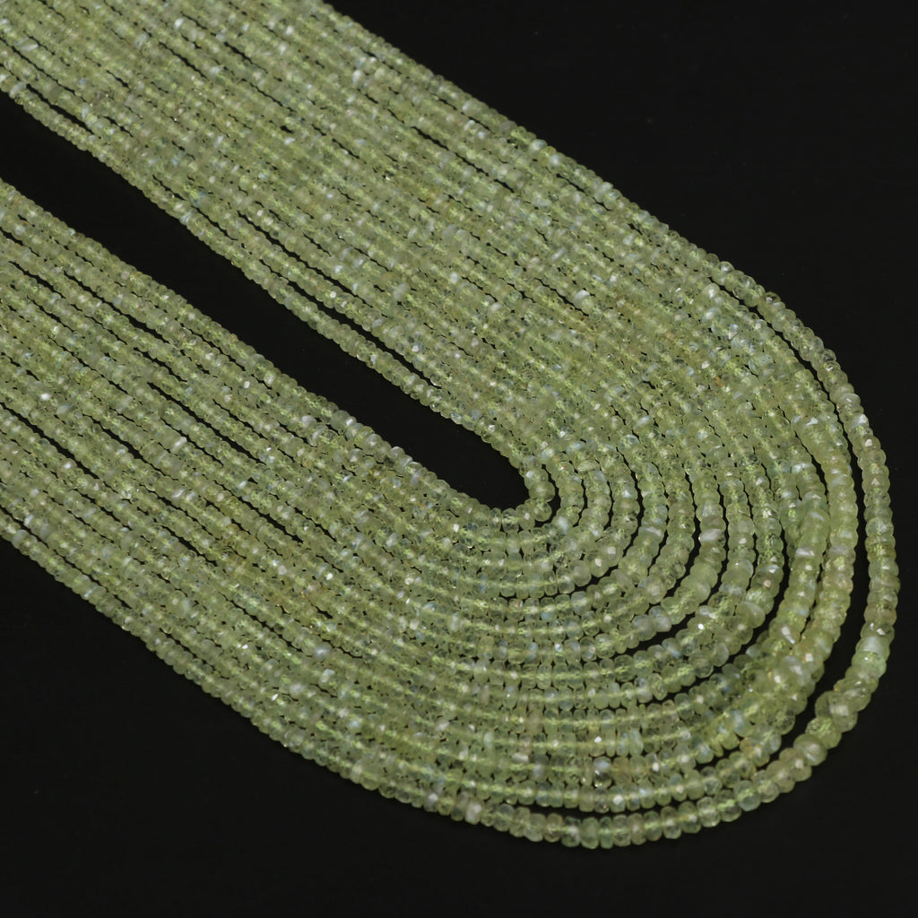 Natural Chrysoberyl Faceted Rondelle Beaded Necklace, 2.5 mm to 5 mm, Inner 18 Inches to Outer 24 Inches, Price Per Necklace - National Facets, Gemstone Manufacturer, Natural Gemstones, Gemstone Beads, Gemstone Carvings