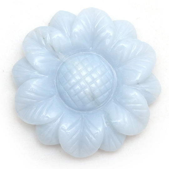 Blue Opal Flower Carving Loose Gemstone, 35x35mm, Blue Opal Jewelry Making Gemstone, 1 Piece