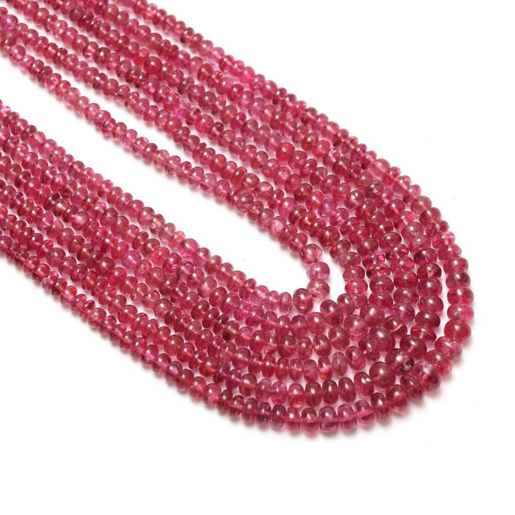 Natural Red Spinel Smooth Rondelle Beaded Necklace, 3 mm to 5 mm, Red Spinel Beads, Inner 19 Inches to Outer 22 Inches, Price Per Necklace - National Facets, Gemstone Manufacturer, Natural Gemstones, Gemstone Beads, Gemstone Carvings