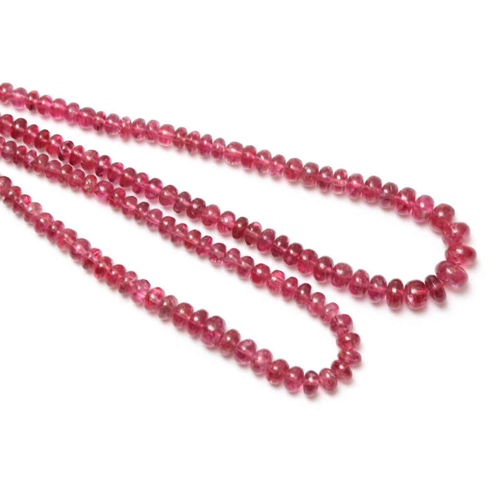 Natural Red Spinel Smooth Rondelle Beaded Necklace, 3 mm to 5 mm, Red Spinel Beads, Inner 19 Inches to Outer 22 Inches, Price Per Necklace - National Facets, Gemstone Manufacturer, Natural Gemstones, Gemstone Beads, Gemstone Carvings