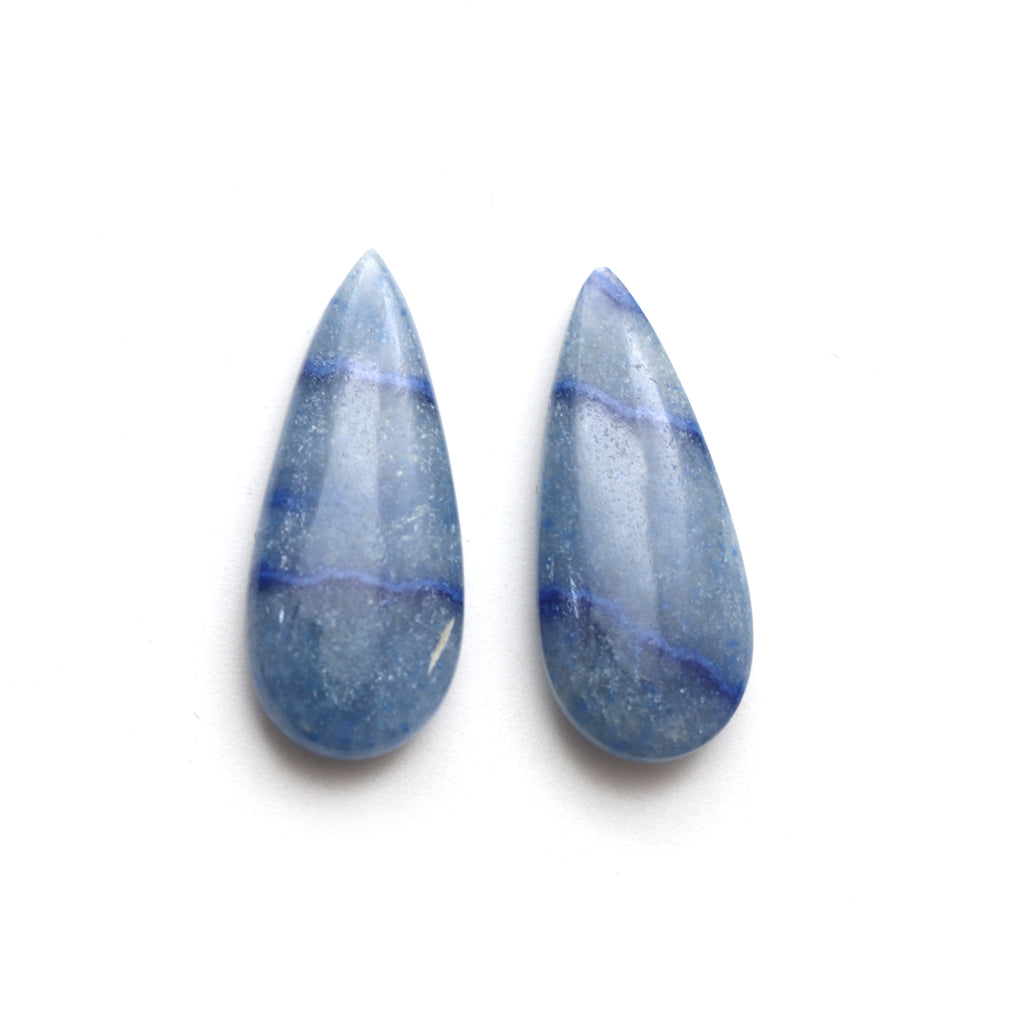 Natural Denim Quartz Smooth Pear Loose Gemstone, 11x25.5 mm, Denim Quartz Jewelry Making Gemstone, Pair ( 2 Pieces ), Gift For Her - National Facets, Gemstone Manufacturer, Natural Gemstones, Gemstone Beads