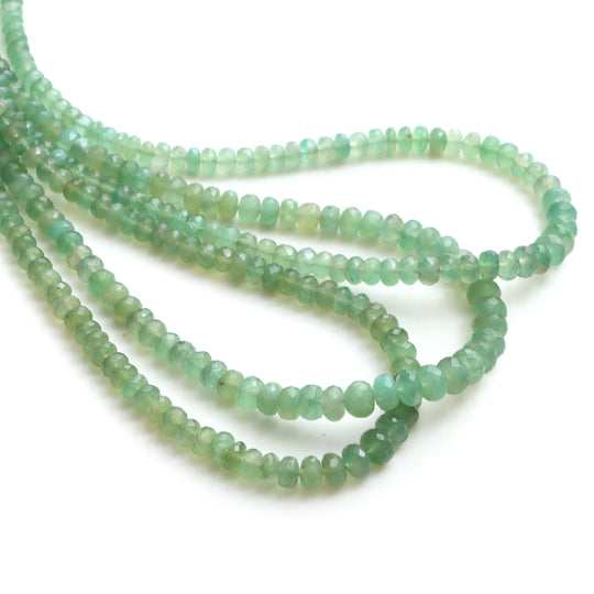 4.5 mm To 7 mm Aqua Chalcedony Faceted Rondelle Beads