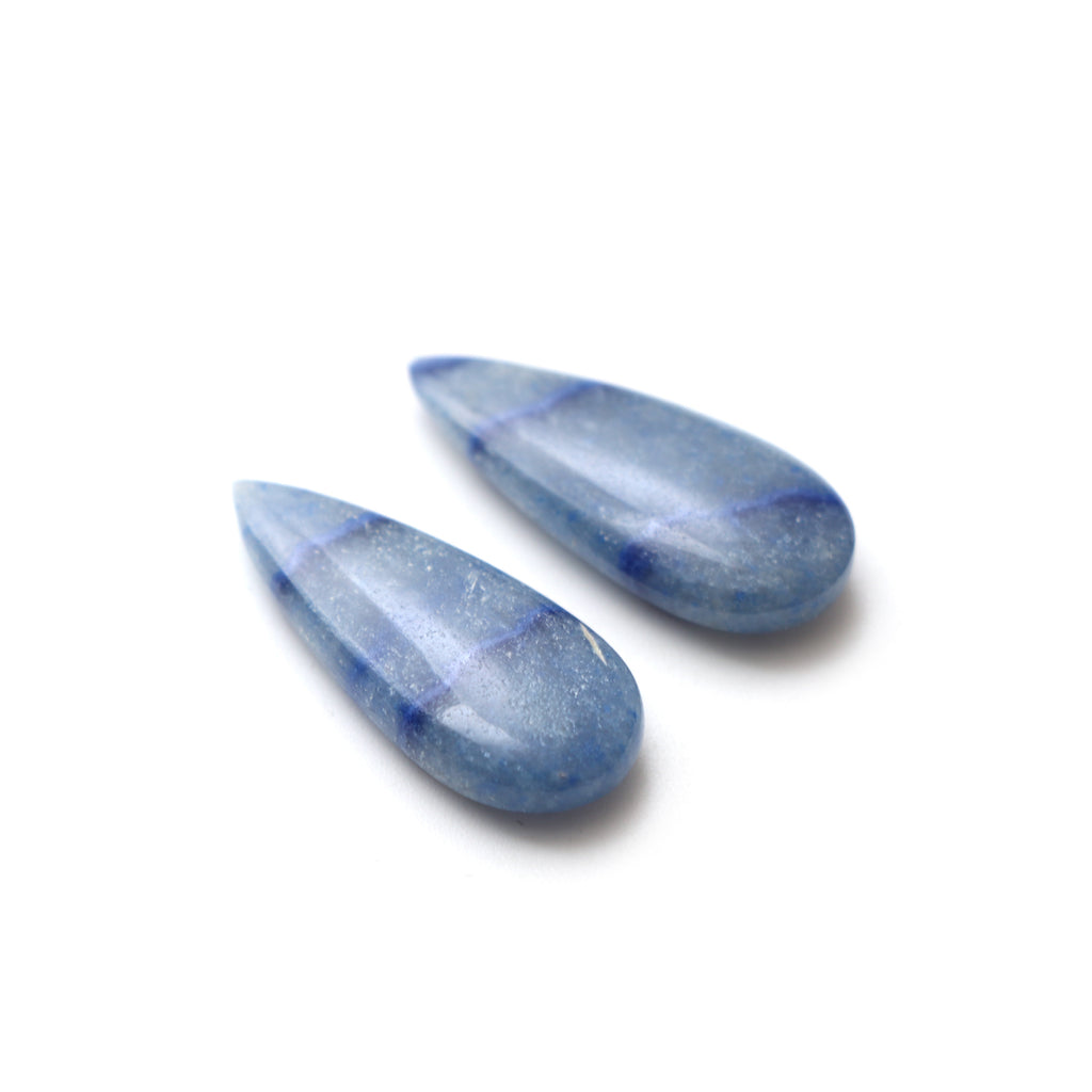 Natural Denim Quartz Smooth Pear Loose Gemstone, 11x25.5 mm, Denim Quartz Jewelry Making Gemstone, Pair ( 2 Pieces ), Gift For Her - National Facets, Gemstone Manufacturer, Natural Gemstones, Gemstone Beads