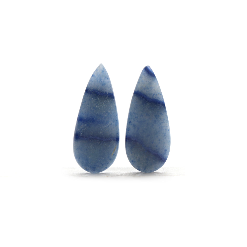 Natural Denim Quartz Smooth Pear Loose Gemstone, 11x25.5 mm, Denim Quartz Jewelry Making Gemstone, Pair ( 2 Pieces ), Gift For Her - National Facets, Gemstone Manufacturer, Natural Gemstones, Gemstone Beads