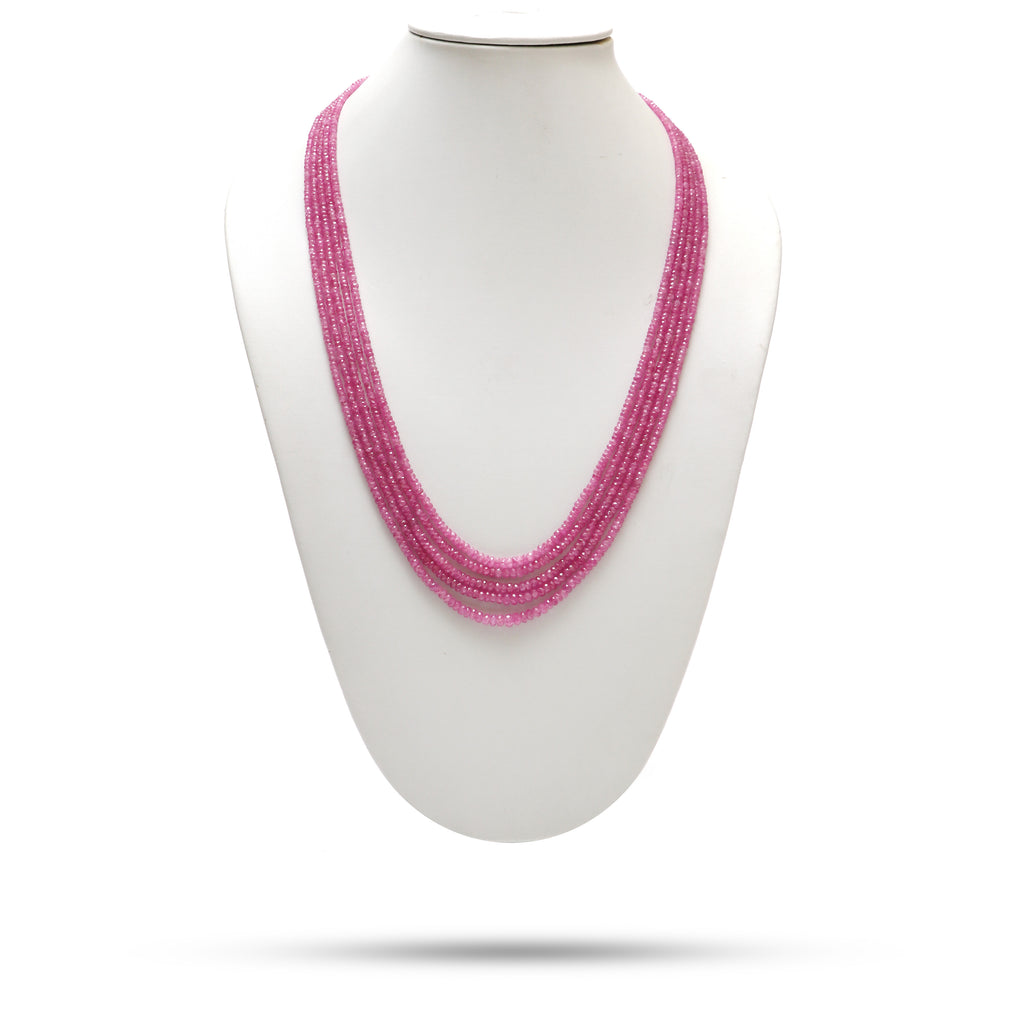 Natural Ruby Faceted Rondelle Beaded Necklace, 3 mm to 5 mm, Ruby Rondelle, Inner 22 Inches to Outer 24 Inches, Price Per Necklace - National Facets, Gemstone Manufacturer, Natural Gemstones, Gemstone Beads, Gemstone Carvings