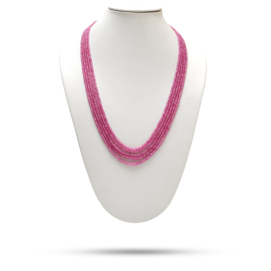 Natural Ruby Faceted Rondelle Beaded Necklace, 3 mm to 5 mm, Ruby Rondelle, Inner 22 Inches to Outer 24 Inches, Price Per Necklace