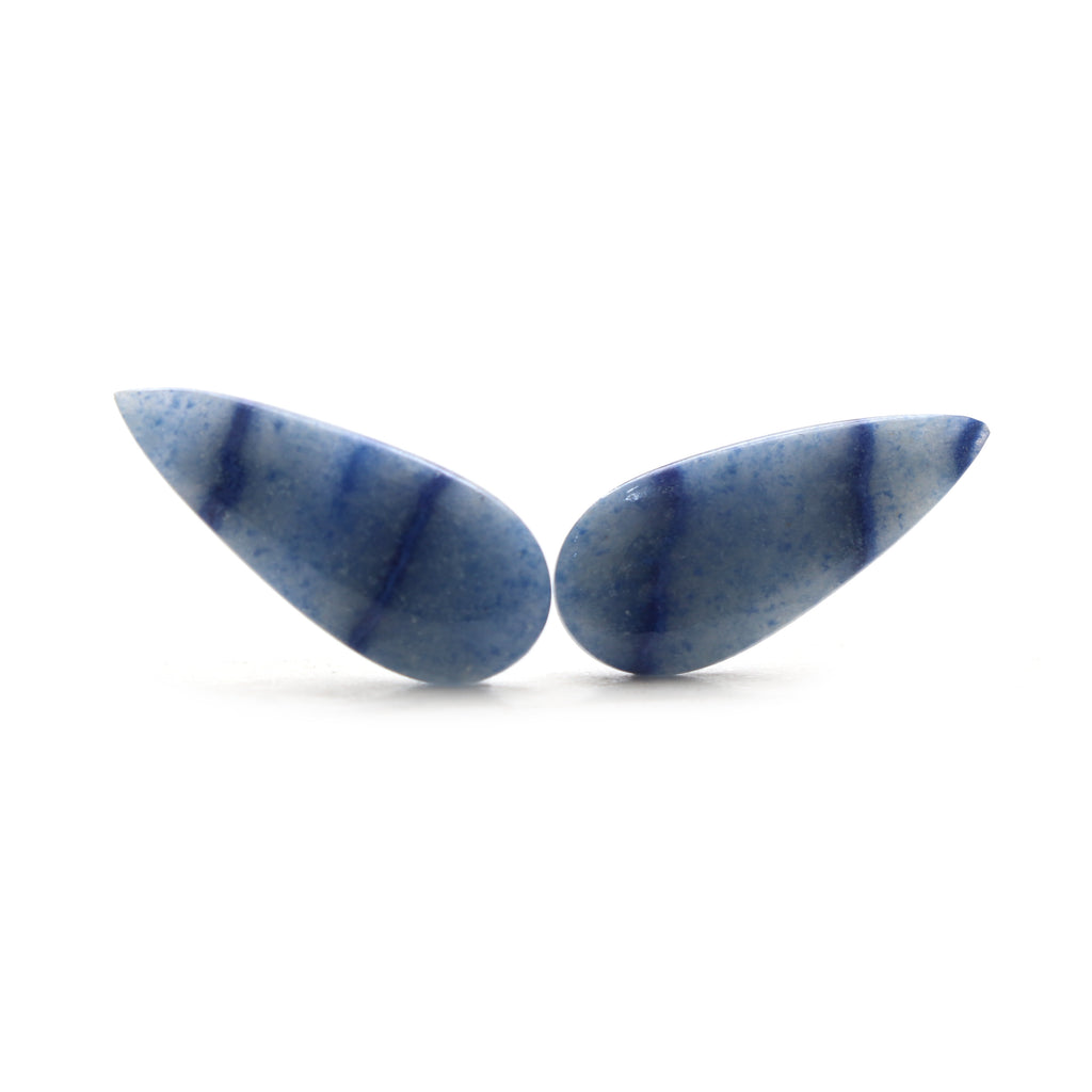 Natural Denim Quartz Smooth Pear Loose Gemstone, 11x25.5 mm, Denim Quartz Jewelry Making Gemstone, Pair ( 2 Pieces ), Gift For Her - National Facets, Gemstone Manufacturer, Natural Gemstones, Gemstone Beads