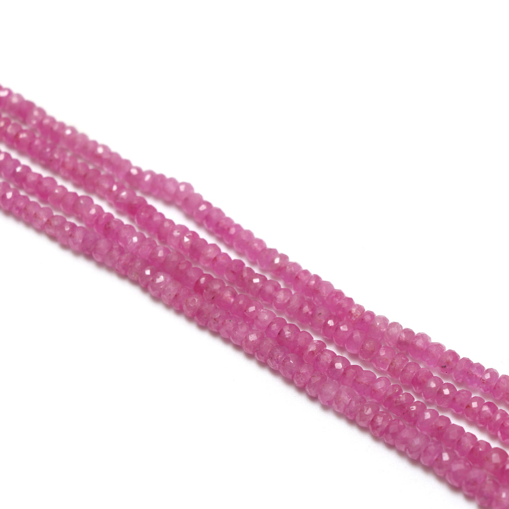 Natural Ruby Faceted Rondelle Beaded Necklace, 3 mm to 5 mm, Ruby Rondelle, Inner 22 Inches to Outer 24 Inches, Price Per Necklace - National Facets, Gemstone Manufacturer, Natural Gemstones, Gemstone Beads, Gemstone Carvings