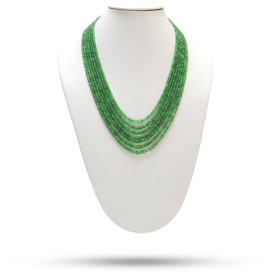 Natural Tsavorite Faceted Rondelle Beaded Necklace, 3 mm to 5 mm, Tsavorite Rondelle, Inner 18 Inches to Outer 22 Inches, Price Per Necklace