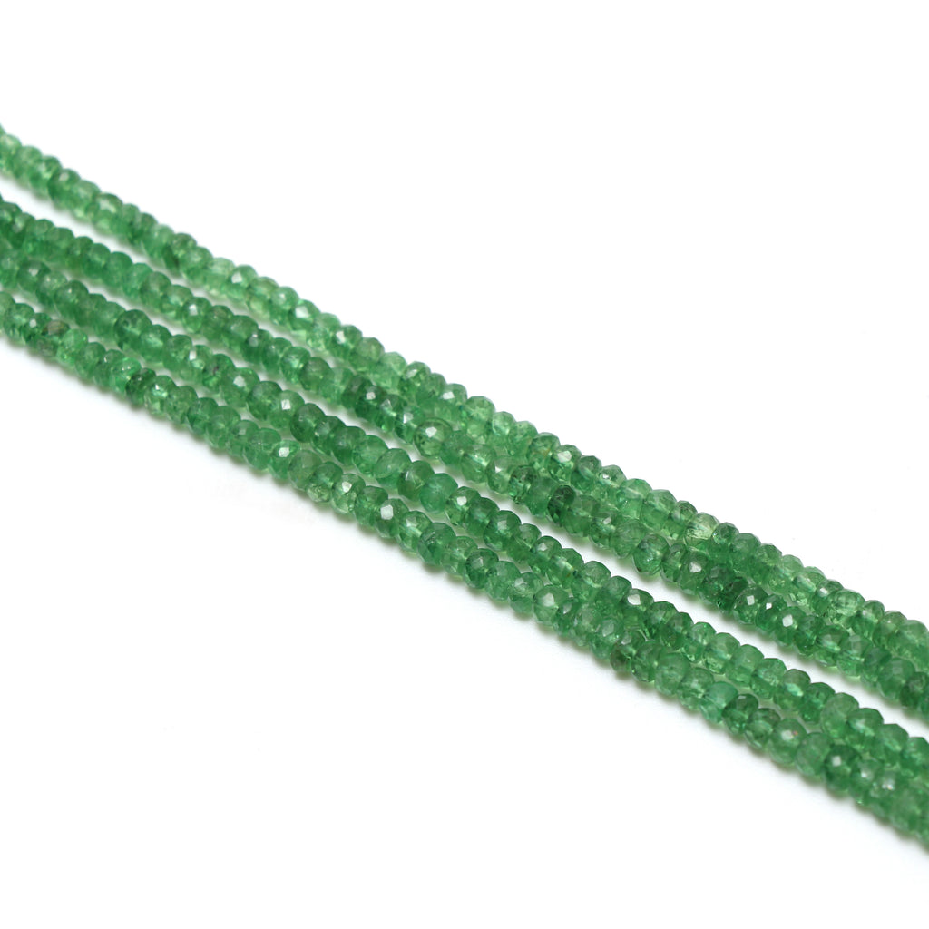Natural Tsavorite Faceted Rondelle Beaded Necklace, 3 mm to 5 mm, Tsavorite Rondelle, Inner 18 Inches to Outer 22 Inches, Price Per Necklace - National Facets, Gemstone Manufacturer, Natural Gemstones, Gemstone Beads, Gemstone Carvings