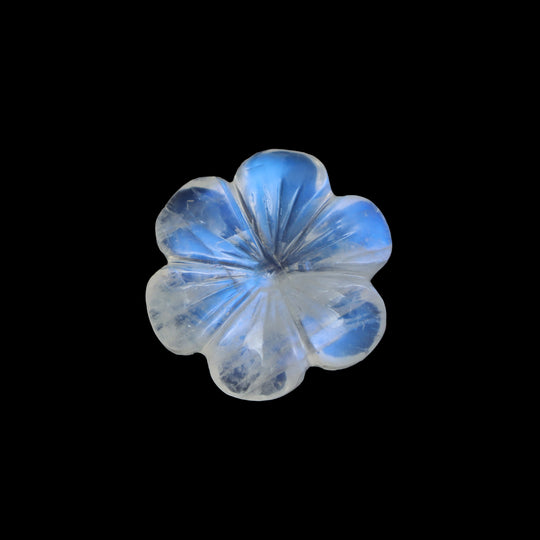 Natural Rainbow Moonstone Flower Carving Loose Gemstone, 19x19mm, Amethyst Jewelry Making Gemstone, 1 Pieces