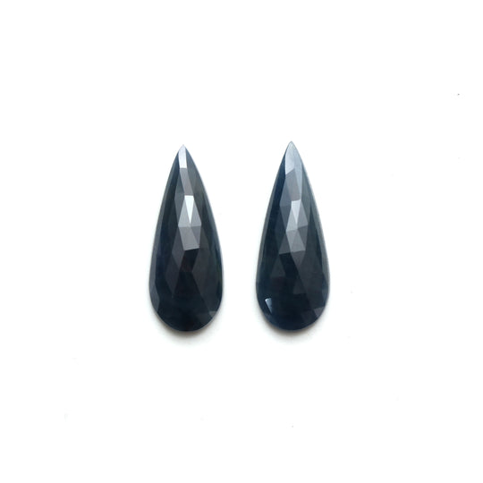 Natural Blue Sapphire Pear Faceted Loose Gemstone, 10.6x26.5 mm, Sapphire Jewelry Making Gemstone, Pair (2 Pieces)