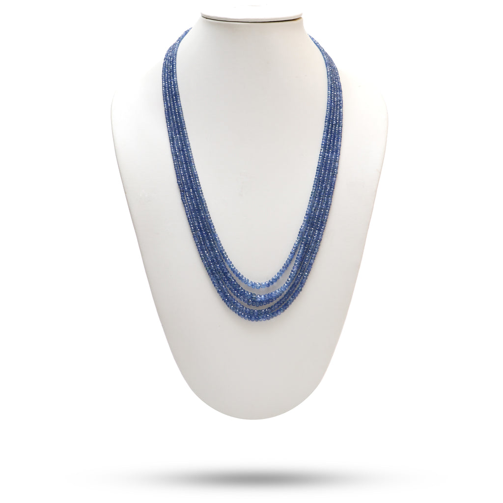 Natural Blue Sapphire Faceted Rondelle Beaded Necklace, 2.5 mm to 5.5 mm, Inner 22 Inches to Outer 25 Inches, Price Per Necklace - National Facets, Gemstone Manufacturer, Natural Gemstones, Gemstone Beads, Gemstone Carvings