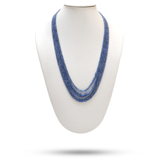 Natural Blue Sapphire Faceted Rondelle Beaded Necklace, 2.5 mm to 5.5 mm, Inner 22 Inches to Outer 25 Inches, Price Per Necklace