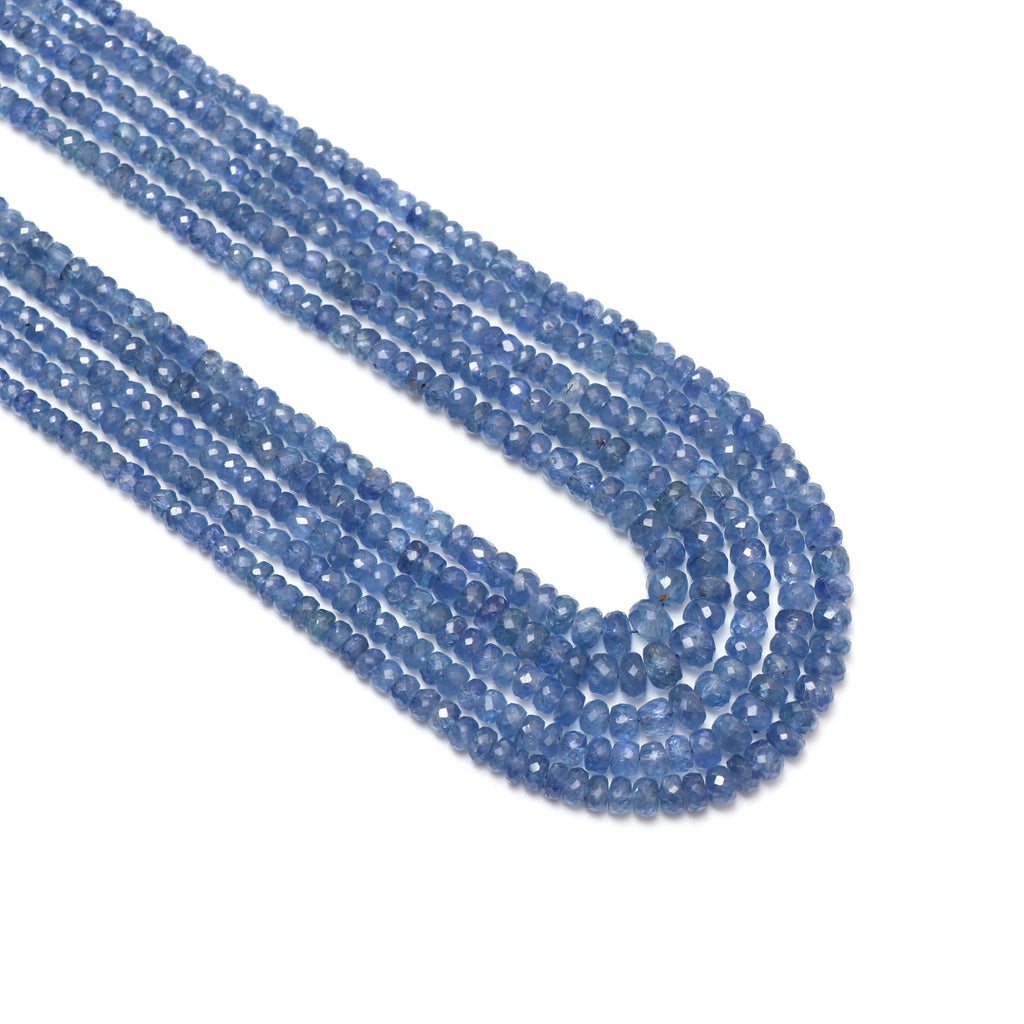 Natural Blue Sapphire Faceted Rondelle Beaded Necklace, 2.5 mm to 5.5 mm, Inner 22 Inches to Outer 25 Inches, Price Per Necklace - National Facets, Gemstone Manufacturer, Natural Gemstones, Gemstone Beads, Gemstone Carvings