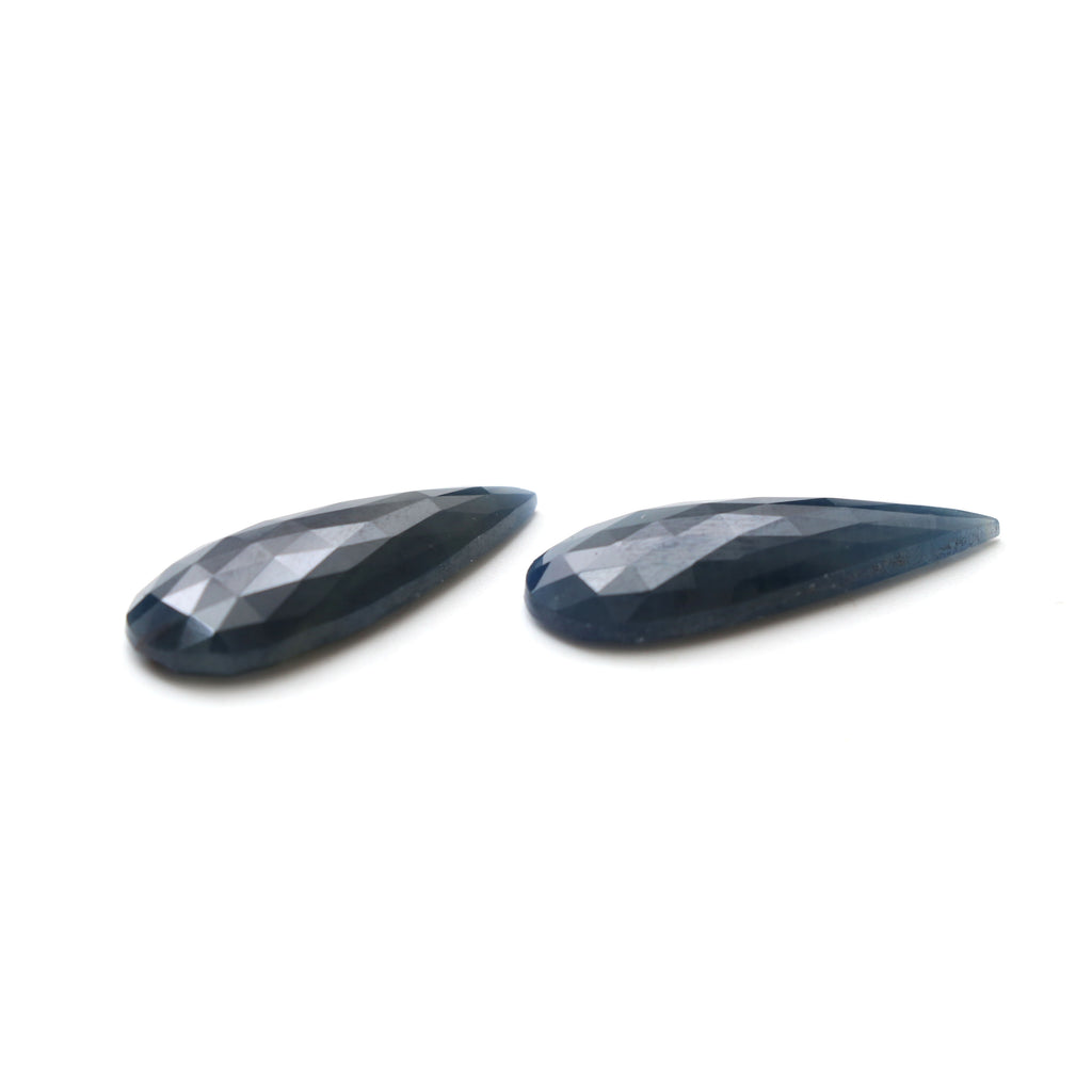 Natural Blue Sapphire Pear Faceted Loose Gemstone, 10.6x26.5 mm, Blue Sapphire Jewelry Making Loose Gemstone, Pair (2 Pieces) - National Facets, Gemstone Manufacturer, Natural Gemstones, Gemstone Beads